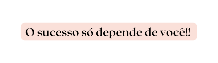 O sucesso só depende de você